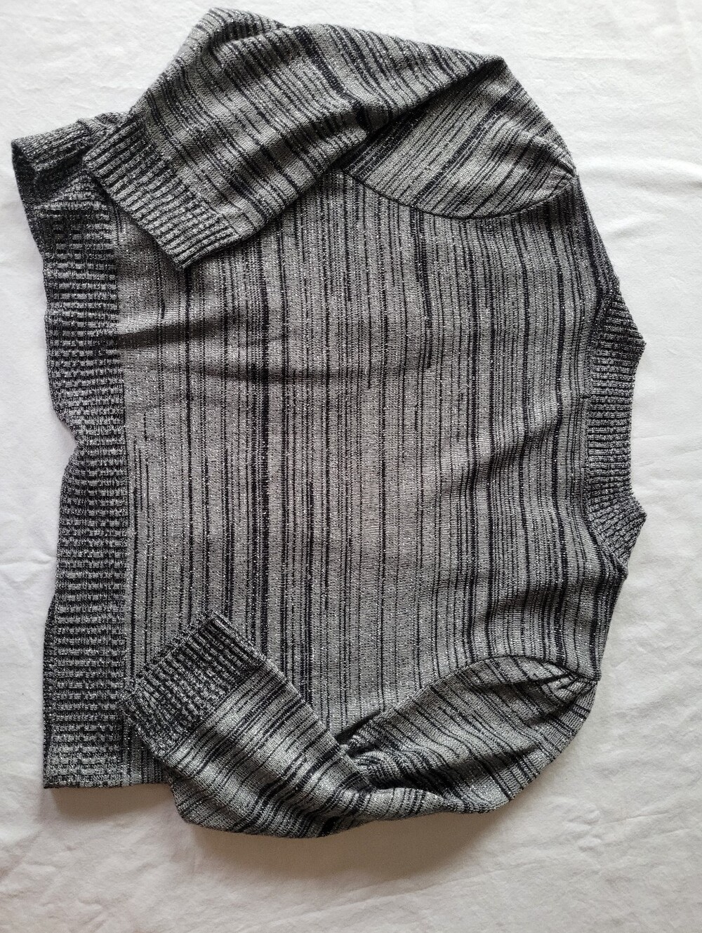 Apostrophe Gray Marled Short Sleeve Cropped Cardigan Size L - Picture 6 of 6